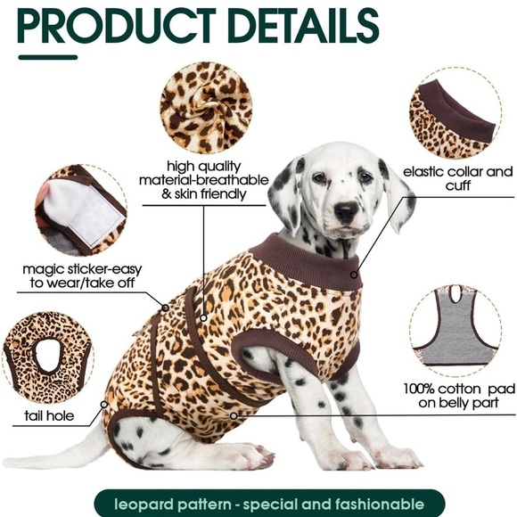 Kuoser Dog Surgery Recovery Suit, Recovery Suit for Female Male leopard print xs - Picture 5 of 9